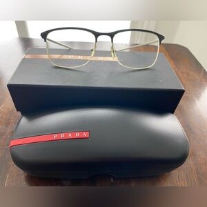 Prada Men's Glasses in Black and Gold